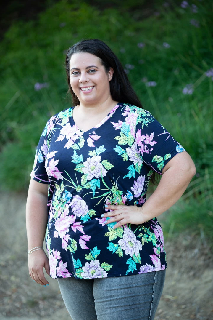 Boutique Simplified Digital Floral Short Sleeve Top 2 Boutique Simplified Digital Floral Short Sleeve Top