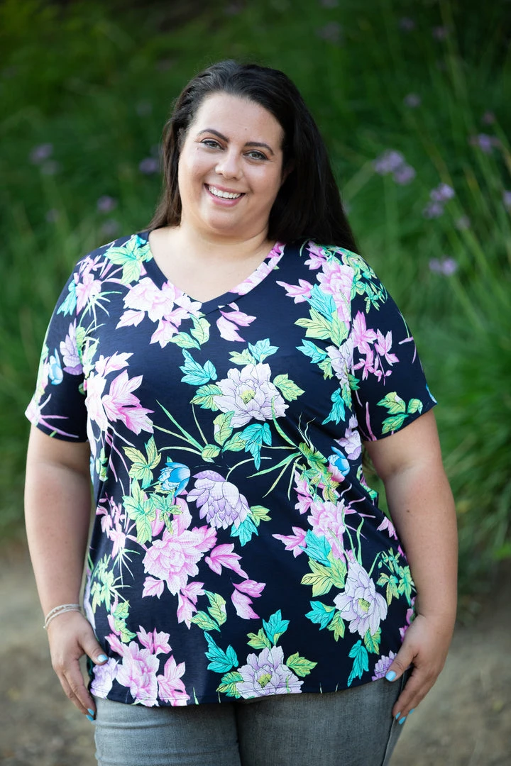 Boutique Simplified Digital Floral Short Sleeve Top 4 Boutique Simplified Digital Floral Short Sleeve Top