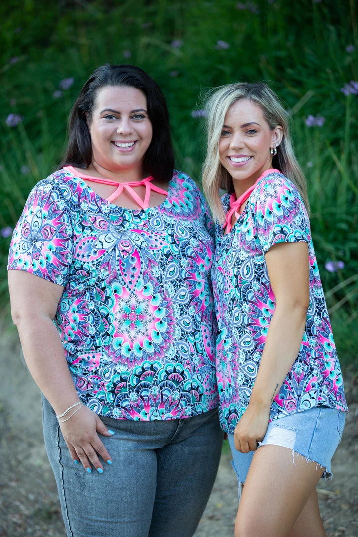 Boutique Simplified Psychedelic Paisley Criss Cross Top 3 Boutique Simplified Psychedelic Paisley Criss Cross Top