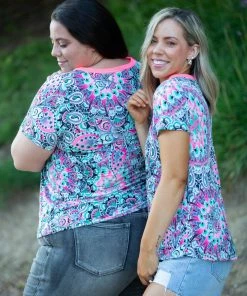 Boutique Simplified Psychedelic Paisley Criss Cross Top 11 Boutique Simplified Psychedelic Paisley Criss Cross Top