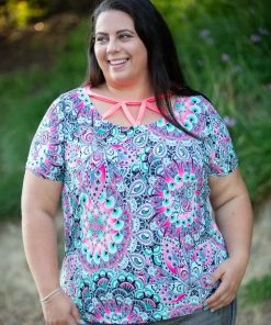 Boutique Simplified Psychedelic Paisley Criss Cross Top 14 Boutique Simplified Psychedelic Paisley Criss Cross Top