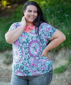 Boutique Simplified Psychedelic Paisley Criss Cross Top 15 Boutique Simplified Psychedelic Paisley Criss Cross Top