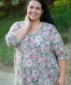 Boutique Simplified Cappuccino Floral 3/4 Sleeve Top 12 Boutique Simplified Cappuccino Floral 3/4 Sleeve Top