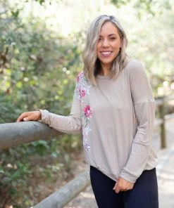 Boutique Simplified Side With Love Long Sleeve Top