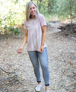 Boutique Simplified Caught In The Wild Short Sleeve Top