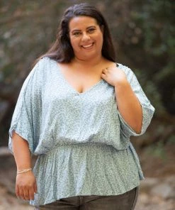 Boutique Simplified Ocean Floral Woven Top