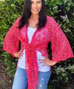 Boutique Simplified Lace Floral Kimono