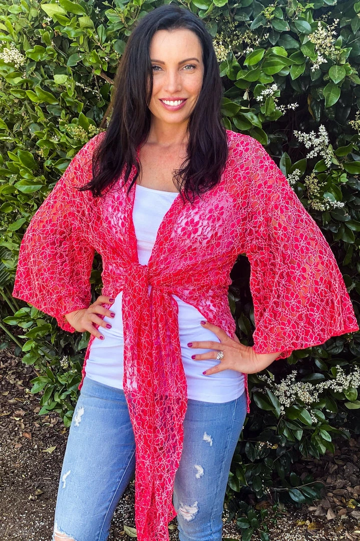 Boutique Simplified Lace Floral Kimono 1 Boutique Simplified Lace Floral Kimono