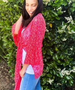 Boutique Simplified Lace Floral Kimono