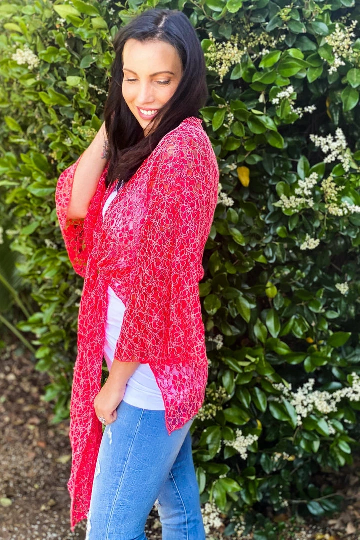 Boutique Simplified Lace Floral Kimono 2 Boutique Simplified Lace Floral Kimono