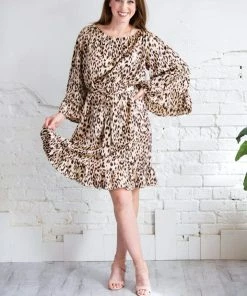 LLove Animal Print Ruffle Hem Dress