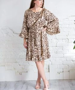 LLove Animal Print Ruffle Hem Dress