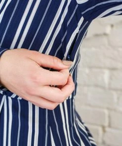 LLove Navy Savannah Striped Dress