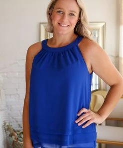 LLove Apparel St. Augustine Royal Blue Halter Tank Top
