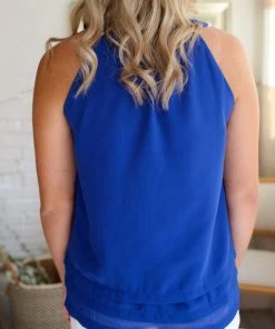 LLove Apparel St. Augustine Royal Blue Halter Tank Top