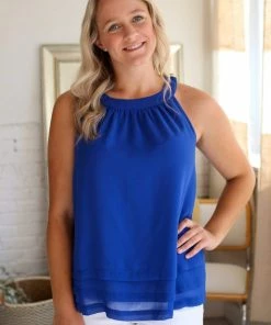 LLove Apparel St. Augustine Royal Blue Halter Tank Top