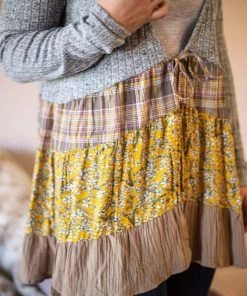 LLove Apparel Sensing A Pattern Front Tie Cardigan