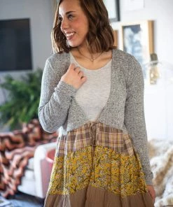 LLove Apparel Sensing A Pattern Front Tie Cardigan