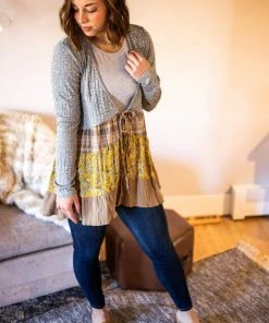 LLove Apparel Sensing A Pattern Front Tie Cardigan