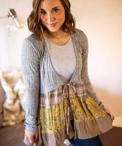 LLove Apparel Sensing A Pattern Front Tie Cardigan