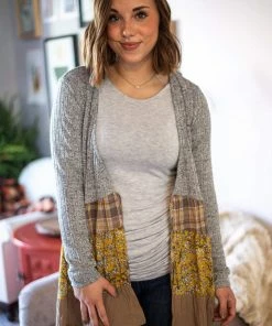 LLove Apparel Sensing A Pattern Front Tie Cardigan