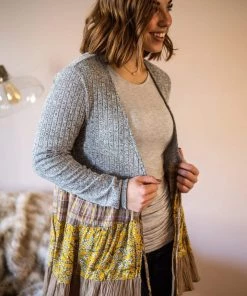 LLove Apparel Sensing A Pattern Front Tie Cardigan