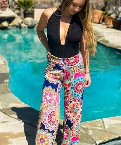 Boutique Simplified Medallion In Bloom Palazzo Pants