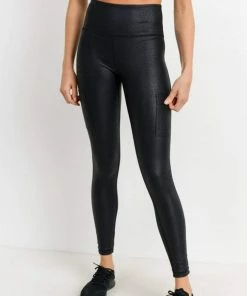 Mono B Tripple Zippered Pocket Foil Leggings