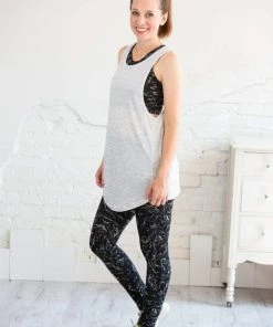 Mono B Tops Marble Swirl Print Strap Back Sports Bra