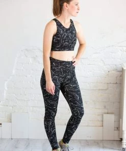 Mono B Tops Marble Swirl Print Strap Back Sports Bra