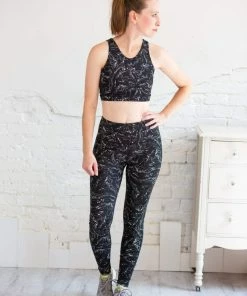 Mono B Tops Marble Swirl Print Strap Back Sports Bra