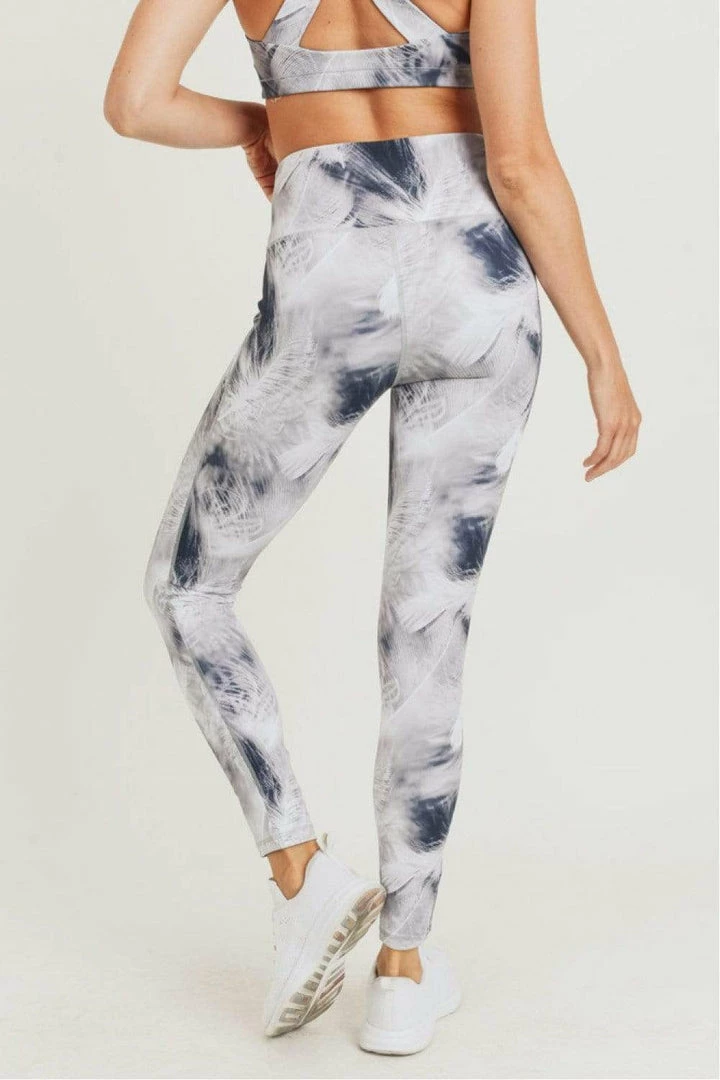 Mono B Apparel White Feather Print Highwaist Leggings 6 Mono B Apparel White Feather Print Highwaist Leggings