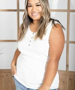 Boutique Simplified Tops Travelin' Woman Henley Tank