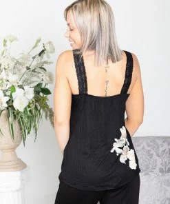 Boutique Simplified Blooming Beauty Lace Trim Tank Tops