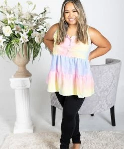 Boutique Simplified Apparel Turn Up The Music Ruffled Hem Tank