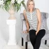 Boutique Simplified Apparel Classically Striped Sleeveless Top