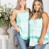 Boutique Simplified Tops Aqua Tie Dye Reversible Tank
