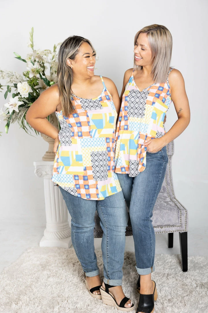 Boutique Simplified Apparel Perfectly Patched Reversible Tank 2 Boutique Simplified Apparel Perfectly Patched Reversible Tank