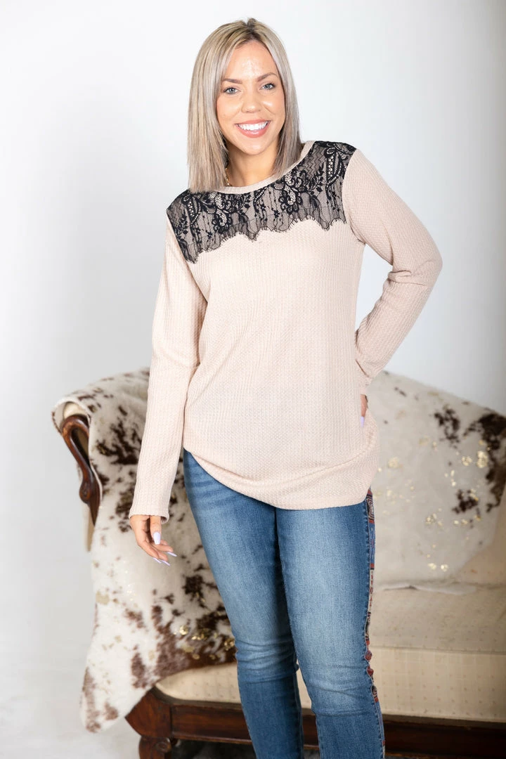 Boutique Simplified Latte & Lace Waffle Knit 1 Boutique Simplified Latte & Lace Waffle Knit