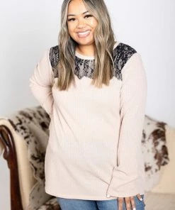 Boutique Simplified Latte & Lace Waffle Knit