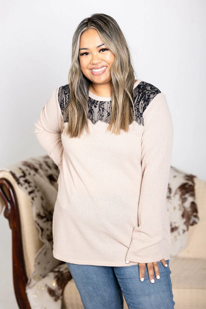 Boutique Simplified Latte & Lace Waffle Knit 2 Boutique Simplified Latte & Lace Waffle Knit