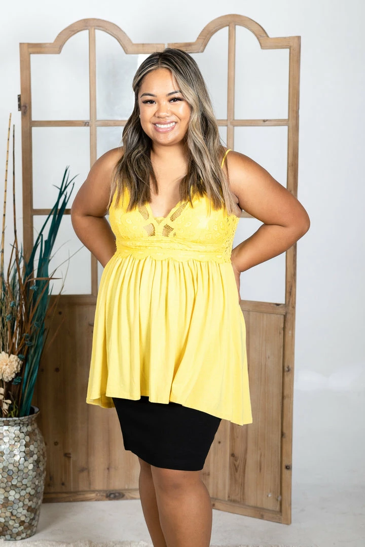 Boutique Simplified Complete Me Tunic - Yellow Apparel 2 Boutique Simplified Complete Me Tunic - Yellow Apparel