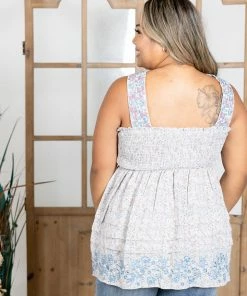 Boutique Simplified Skyline Smocked Babydoll Tops