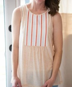 Mystree Tops Stepping Stone Pin Tucked Tank