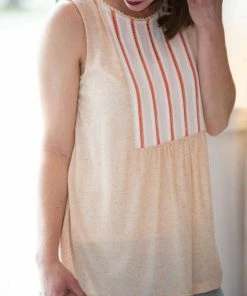 Mystree Tops Stepping Stone Pin Tucked Tank