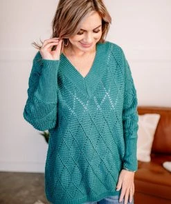 No Ship Drop Ship A Little Jaded V-Neck Sweater (GHG-S)