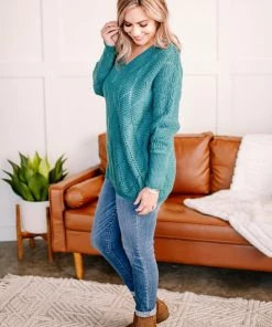 No Ship Drop Ship A Little Jaded V-Neck Sweater (GHG-S)