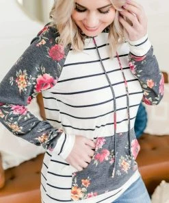 No Ship Drop Ship Apparel Across The Lines Floral Hoodie In Navy