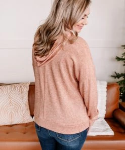 No Ship Drop Ship And Sew It Goes Brushed Hooded Top In Claybrook (GHG-S) Tops