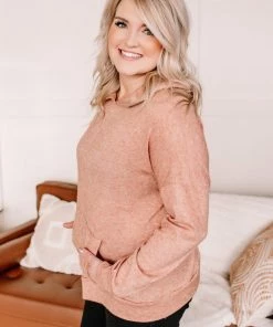 No Ship Drop Ship And Sew It Goes Brushed Hooded Top In Claybrook (GHG-S) Tops